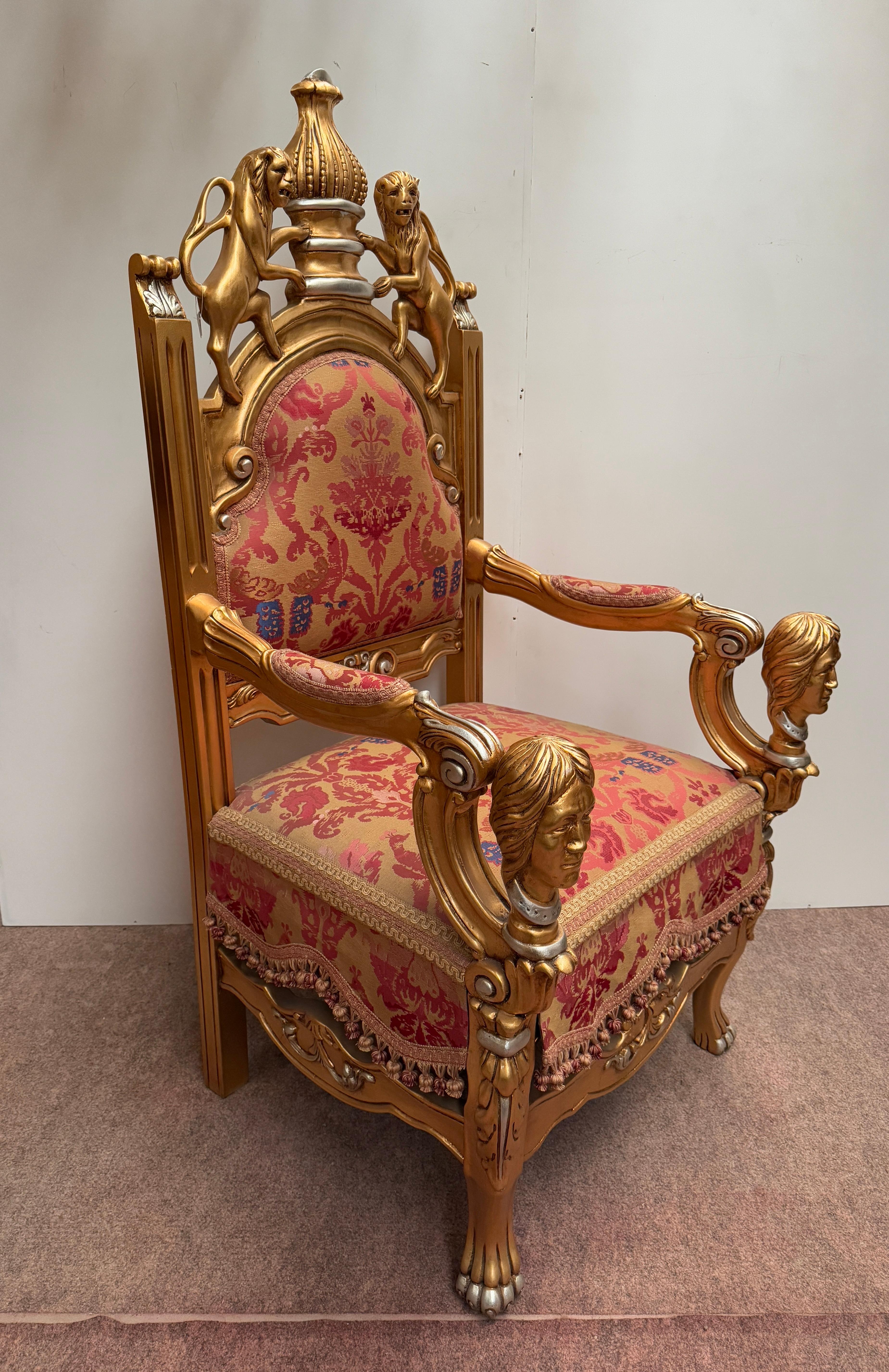 Trono Real Barroco Italiano Dorado - Sillón del Rey 1970 en venta 7