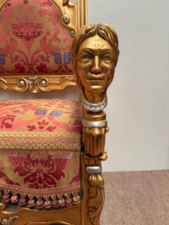 Trono reale barocco italiano dorato – Poltrona del re 1970