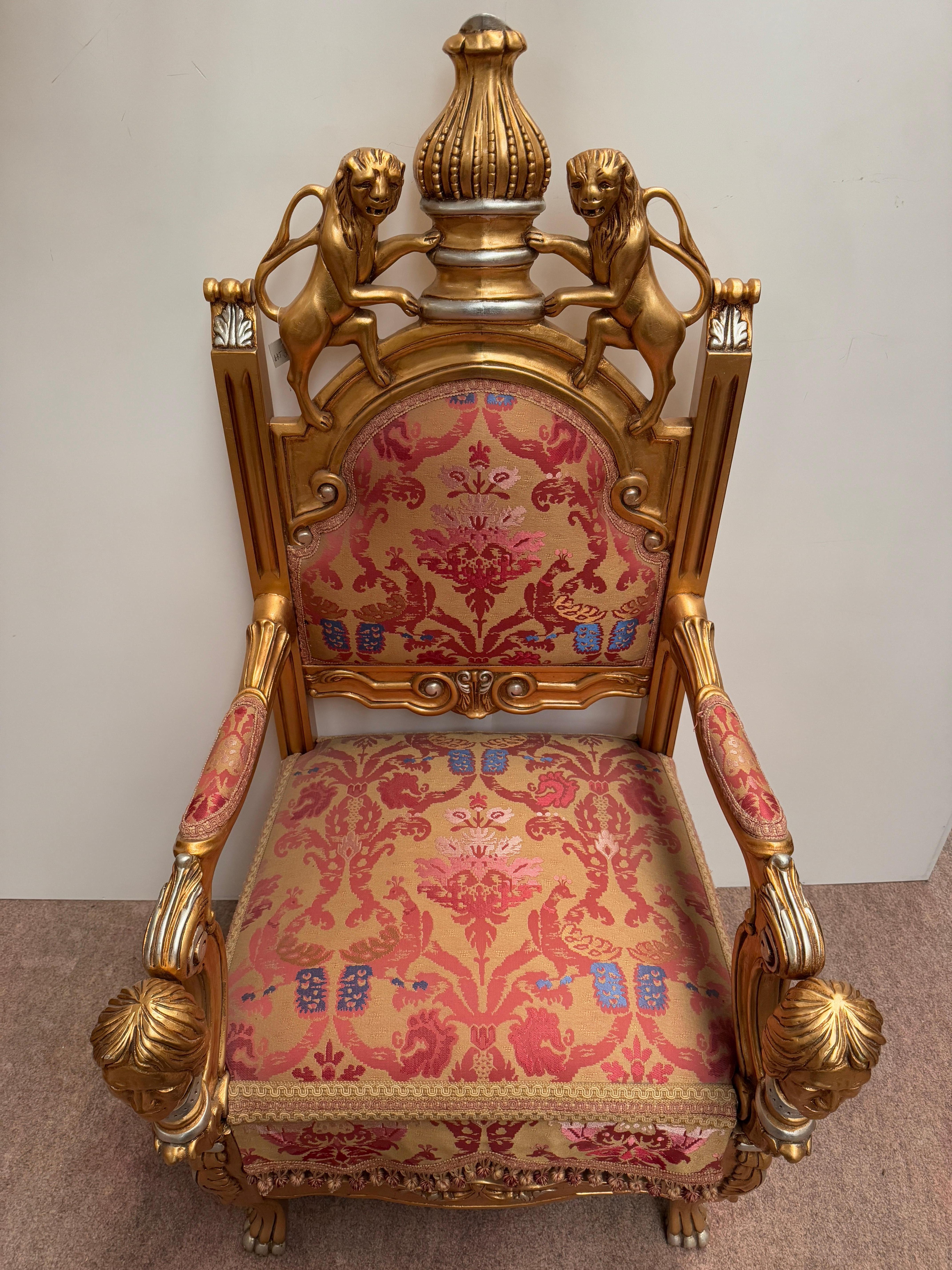 Trono Real Barroco Italiano Dorado - Sillón del Rey 1970 20th Century en venta