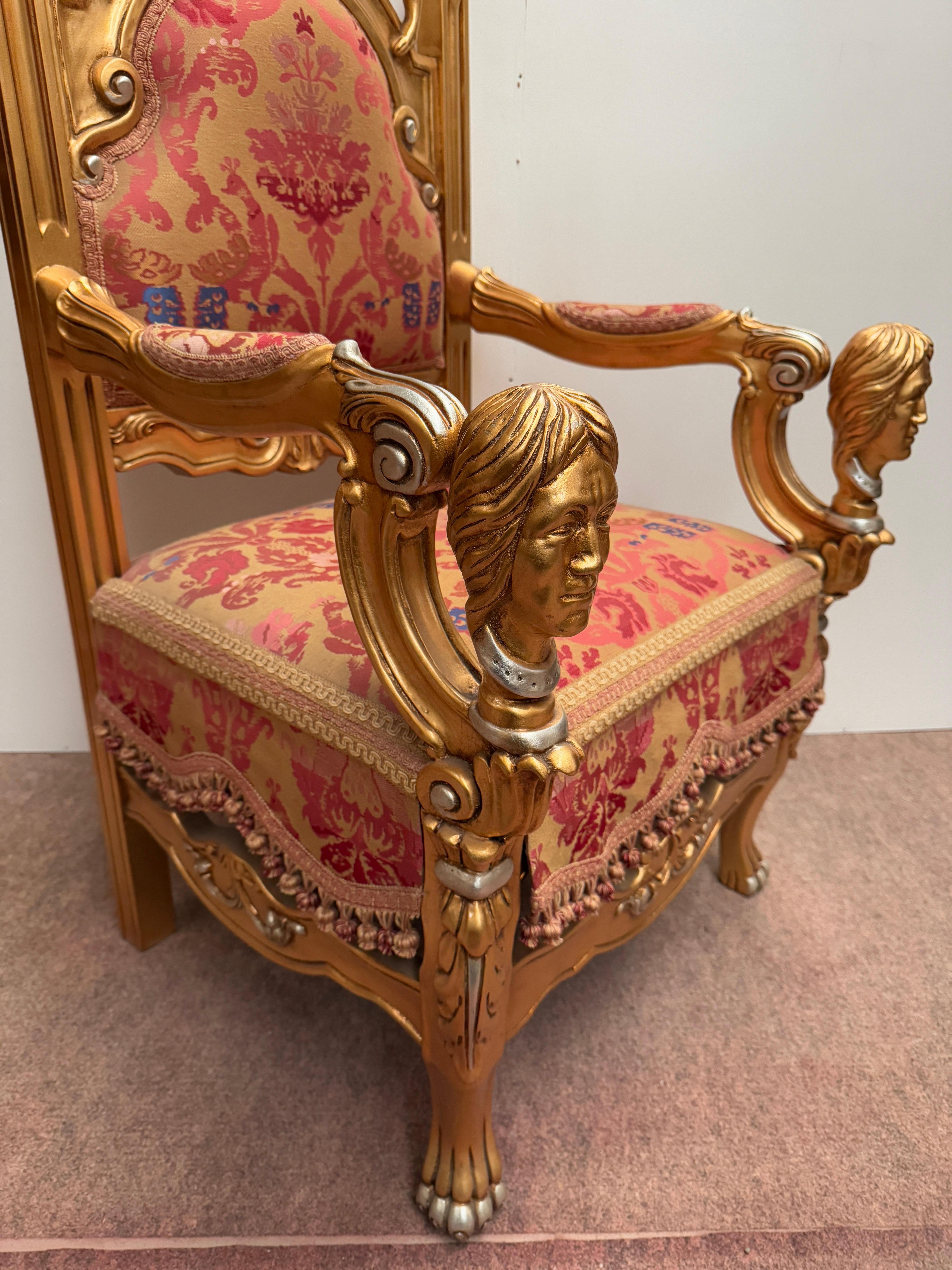 Trono Real Barroco Italiano Dorado - Sillón del Rey 1970 en venta 1