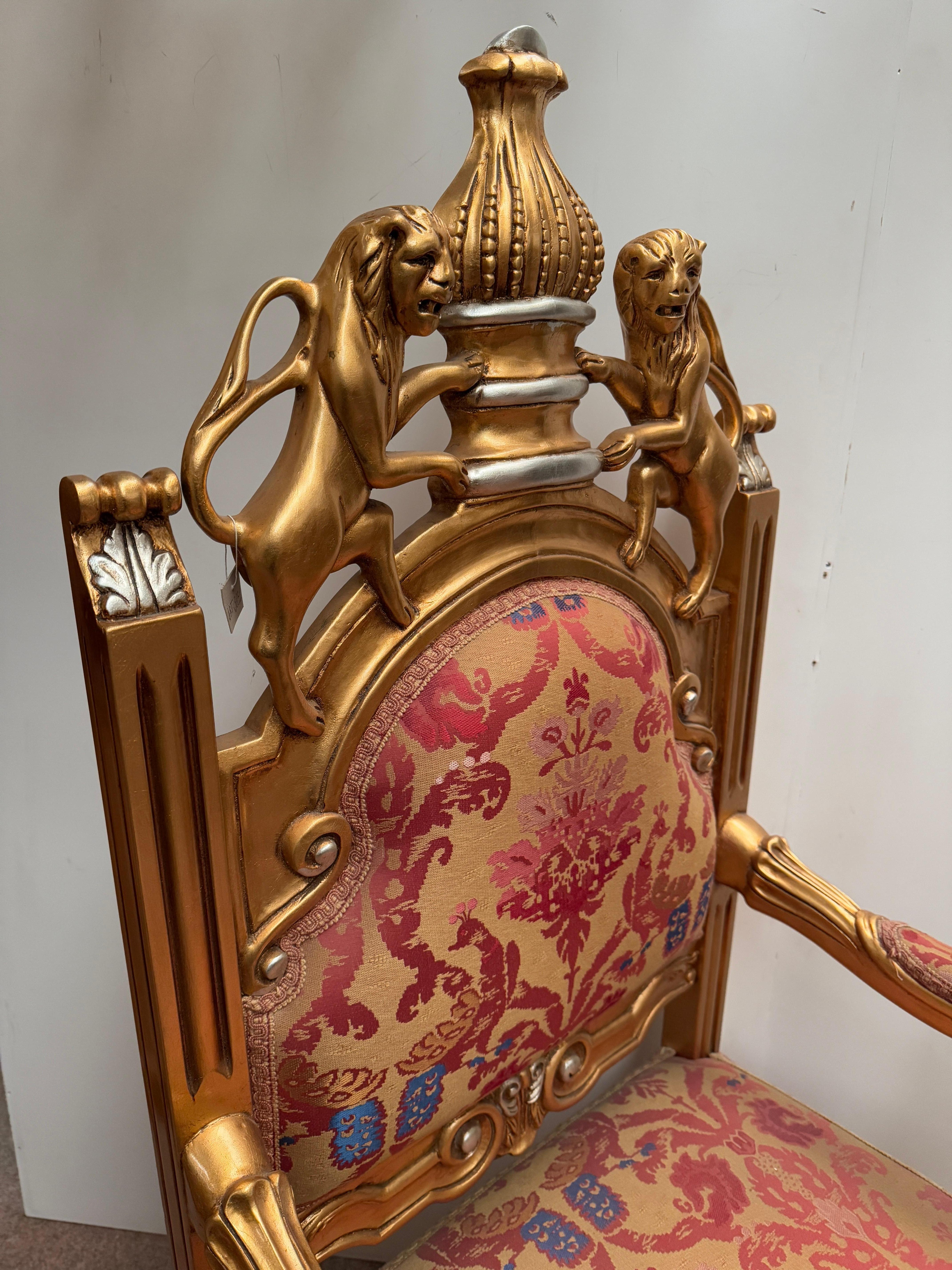 Trono Real Barroco Italiano Dorado - Sillón del Rey 1970 en venta 2