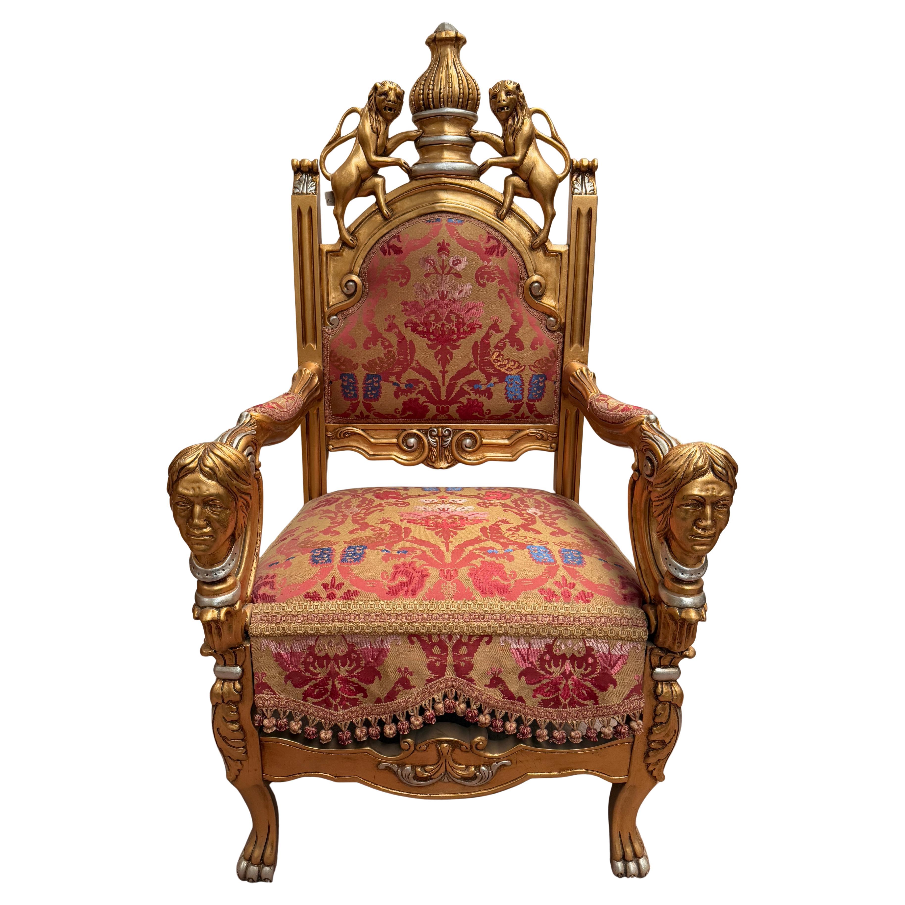 Trono Real Barroco Italiano Dorado - Sillón del Rey 1970 en venta