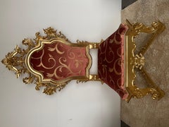 Trône royal italien en bois sculpté à la feuille d'or 20e siècle