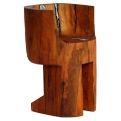 Trono Sculptural Chair in Solid Wood by Pedro Ávila