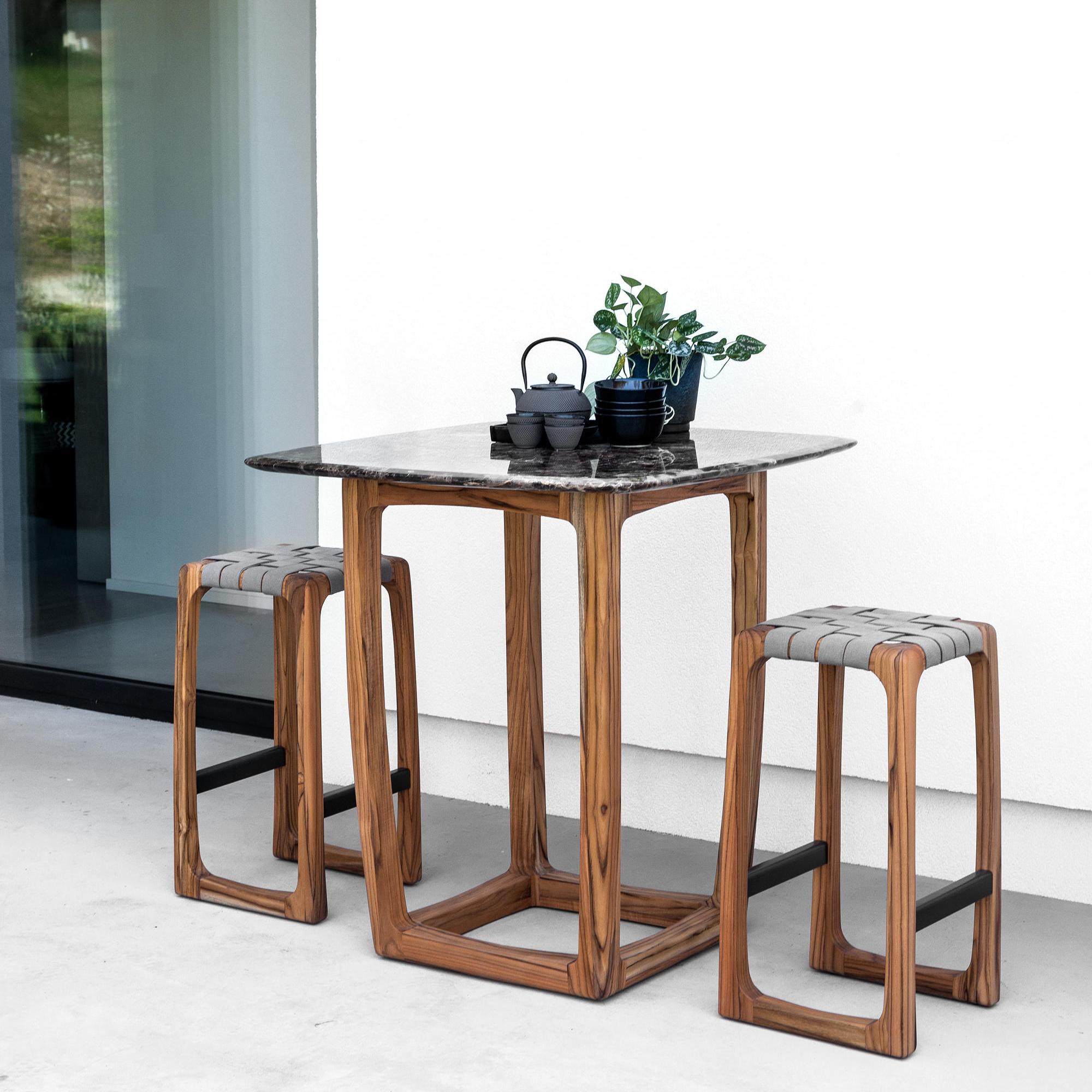 Trooper Center Table in Solid Teak with Marble Top Outdoor or Indoor For Sale 5
