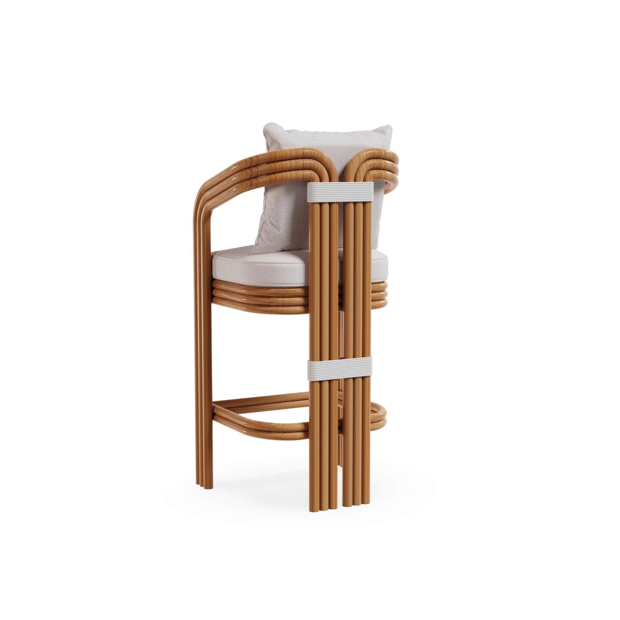 Moderno Sedia da bar per esterni Tropea in Wood Iroko in vendita