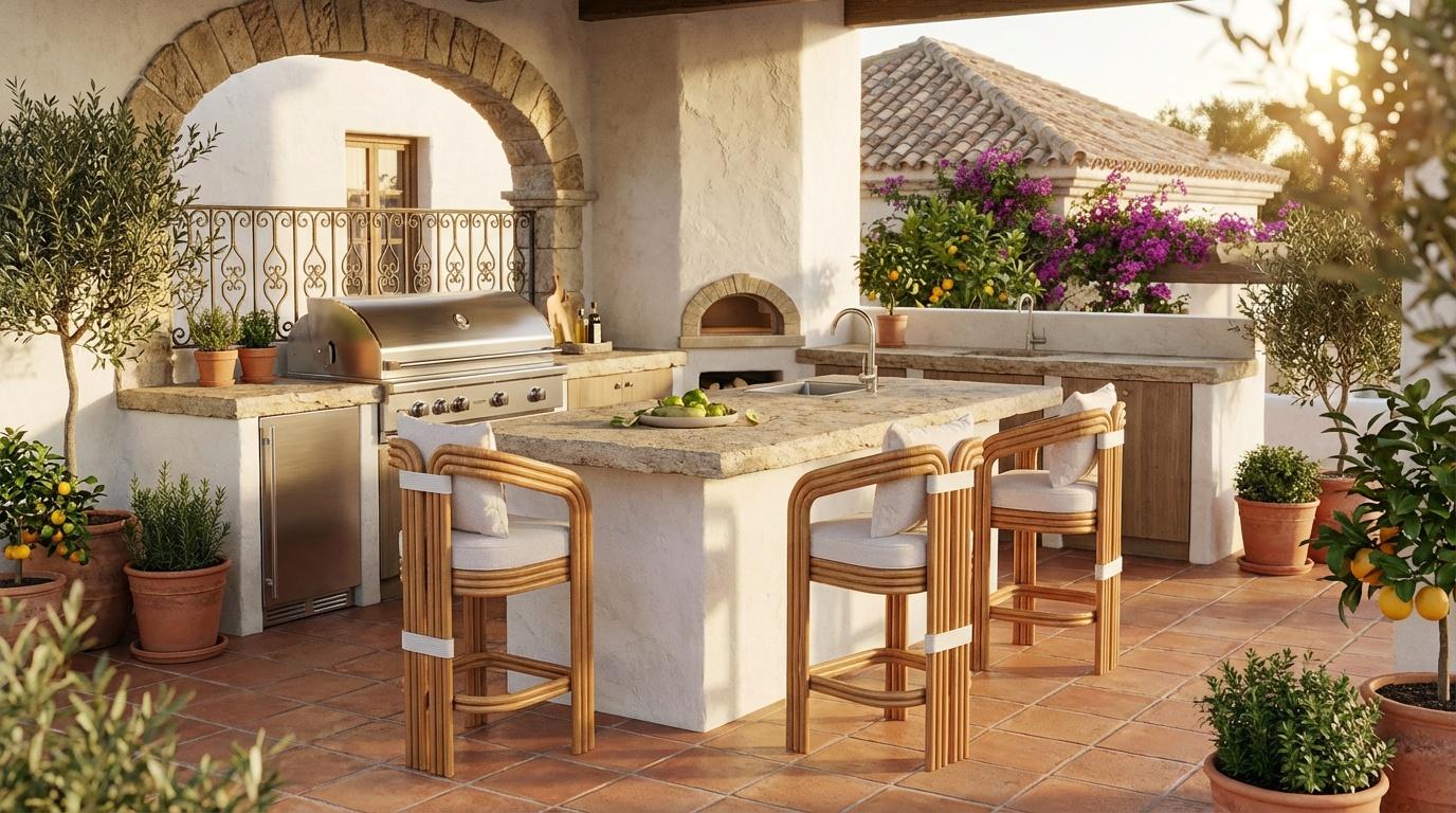 Silla de bar para exterior Tropea de madera de iroko Moderno en venta