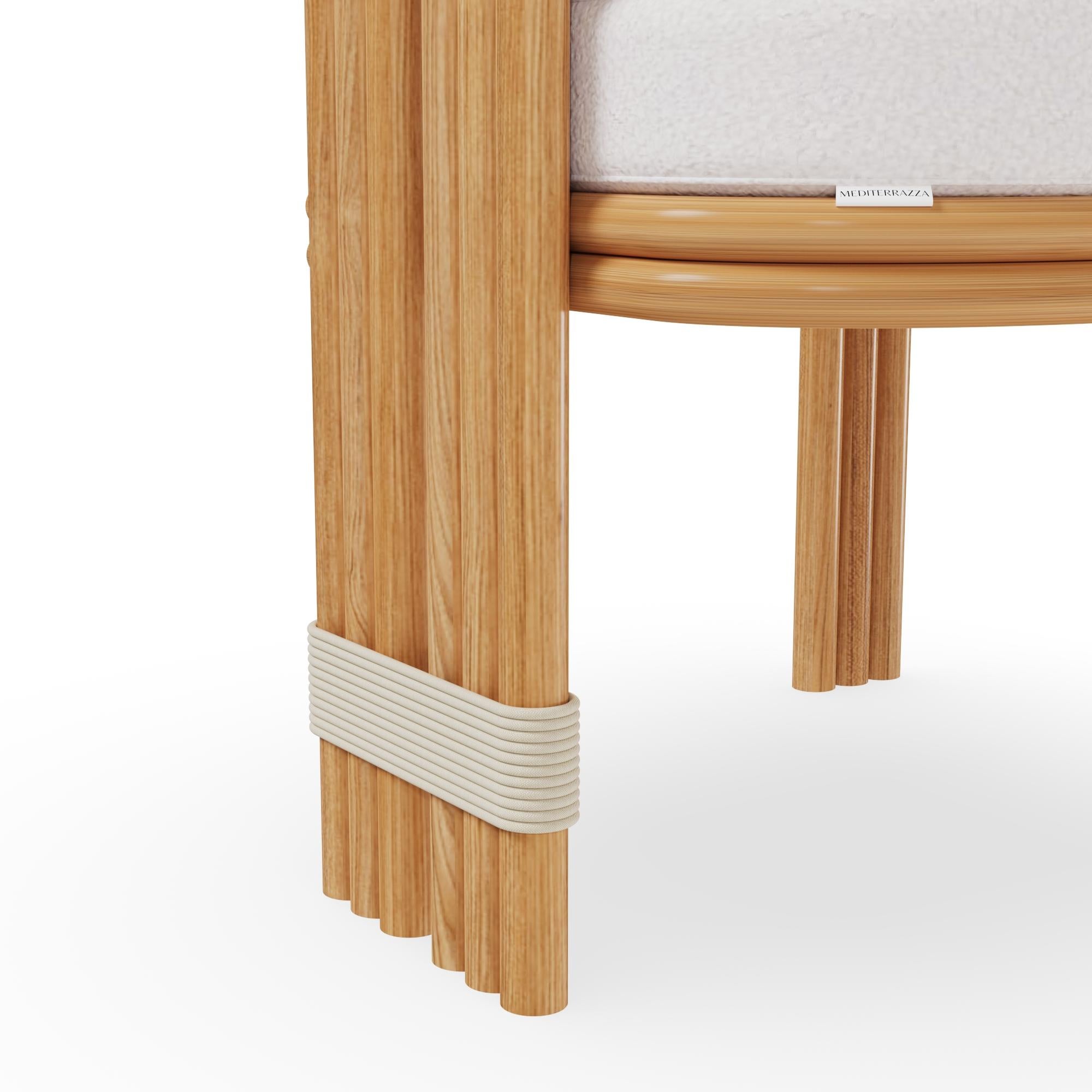 Silla de comedor de exterior Tropea de madera de iroko con detalle de cuerda Tela en venta