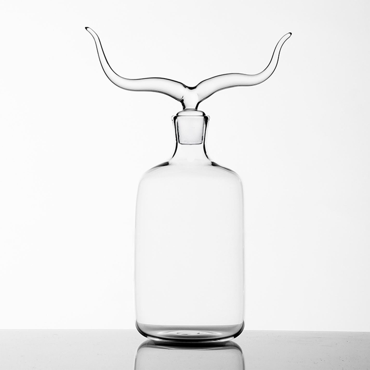 Italian 'Trophy Bottle Set' Hand Blown Glass Bottles by Simone Crestani For Sale
