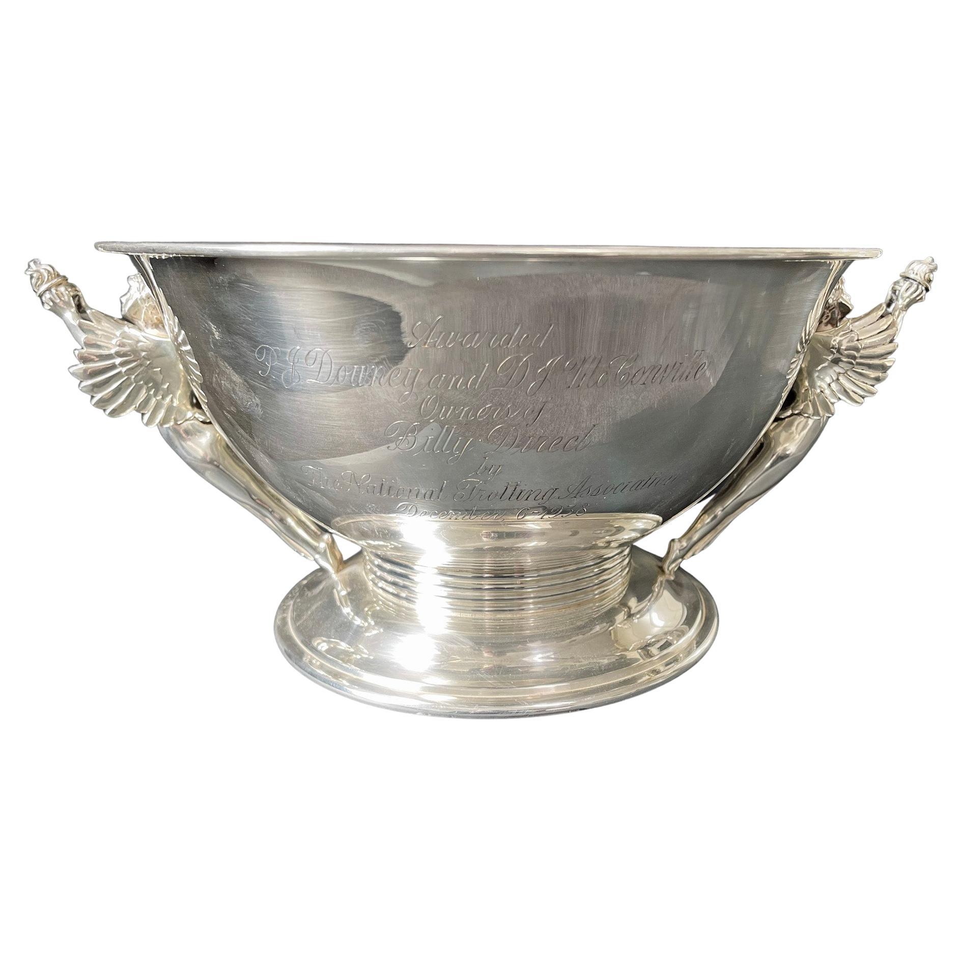"Trophy Bowl for Billy Direct, " Art Deco Silver Bowl for Champion Horse, 1938 For Sale