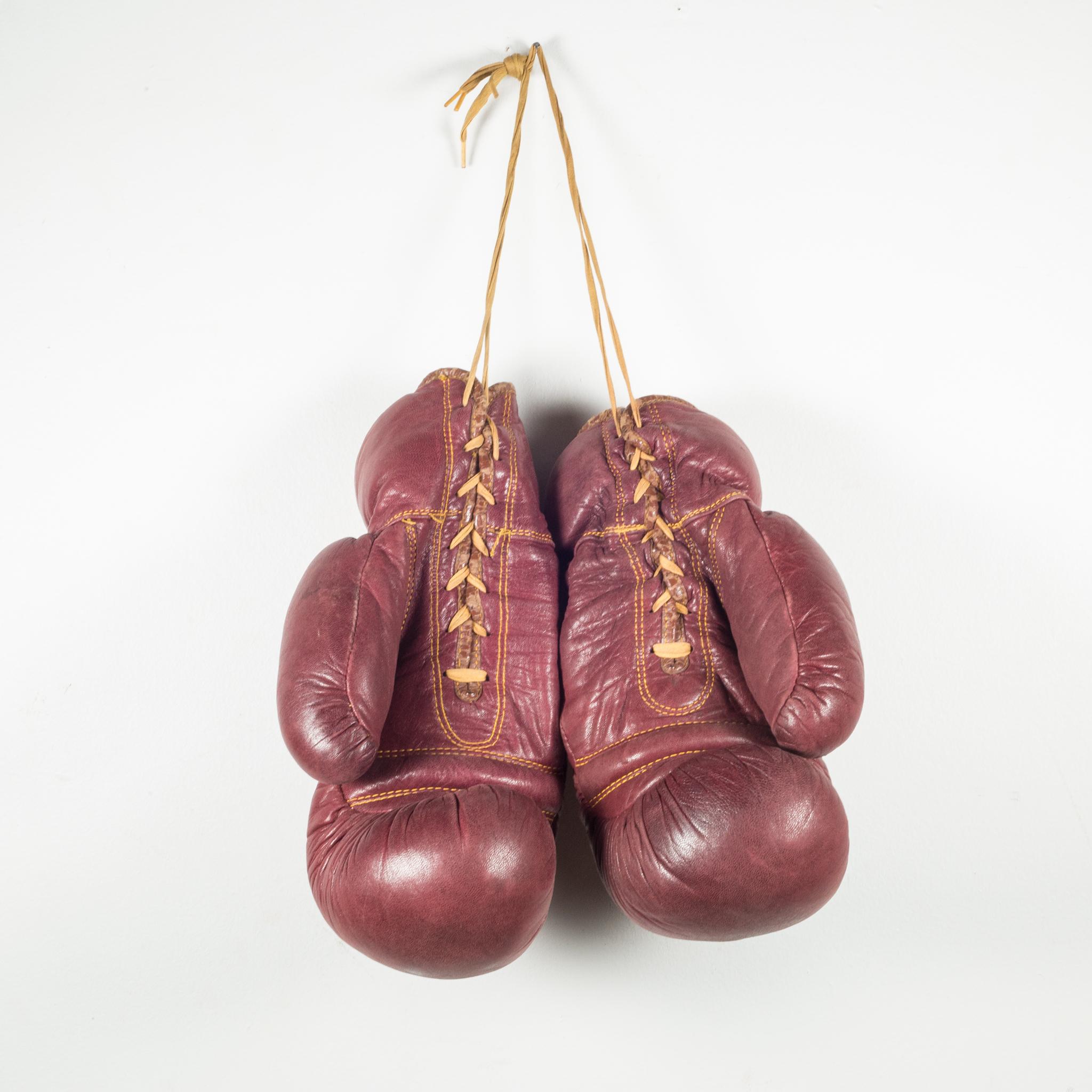 Trophy Brand Horse Hair and Leather Boxing Gloves, circa 1950 at