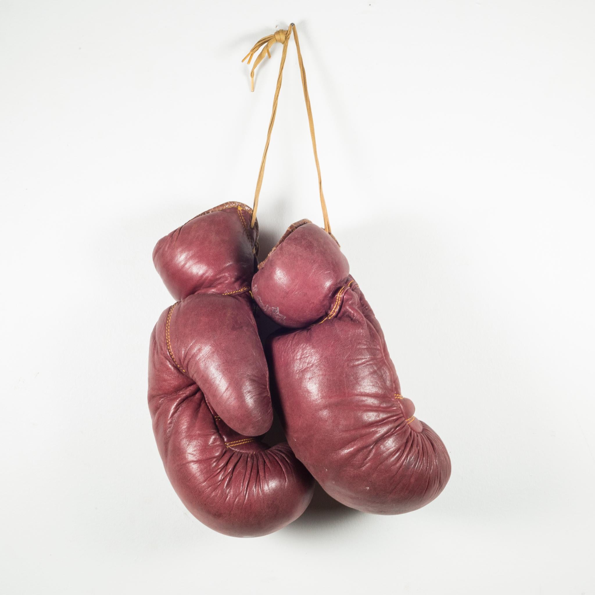 Trophy Brand Horse Hair and Leather Boxing Gloves, circa 1950 at