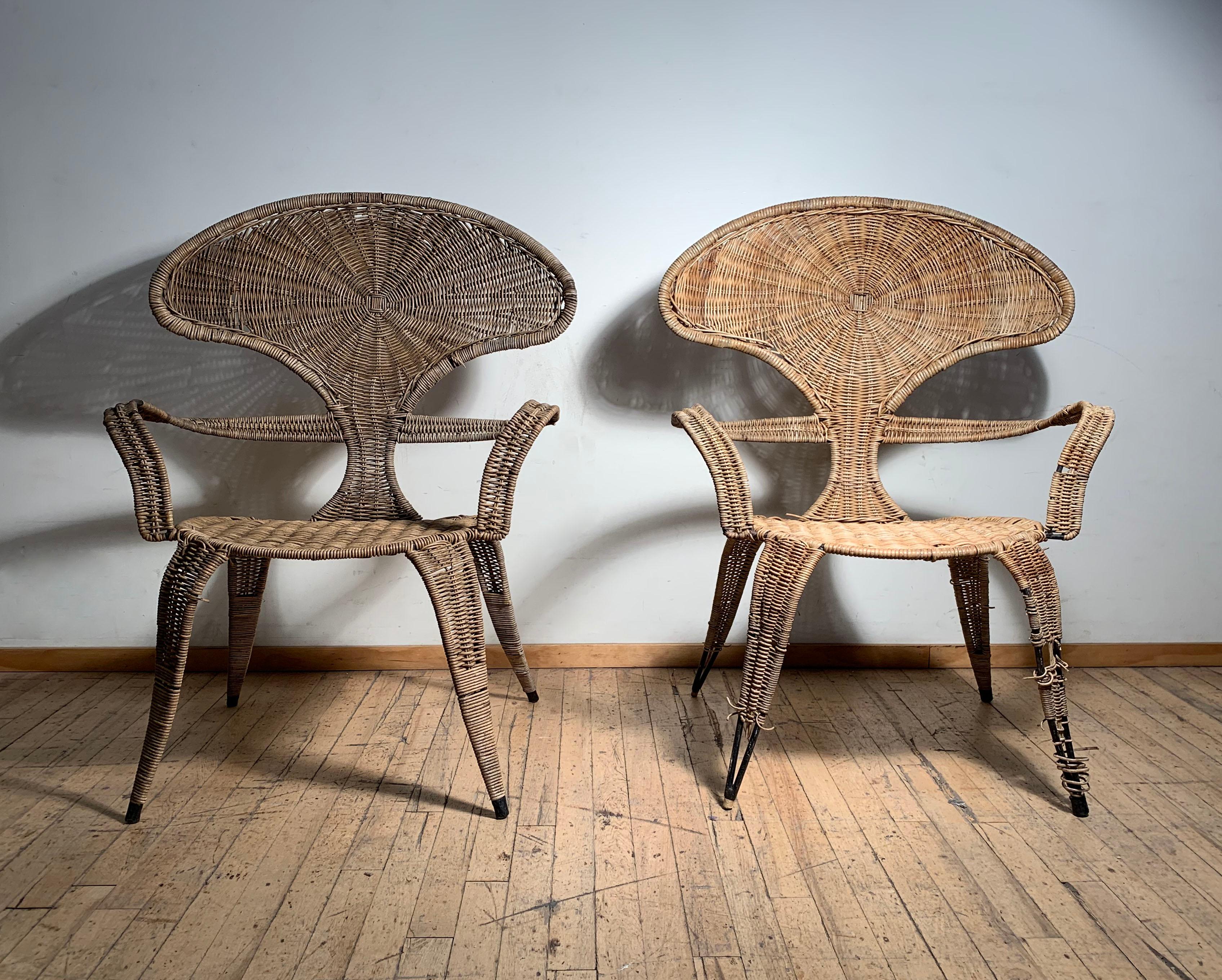 20th Century Tropi-Cal Danny Ho Fong and Miller Fong Garden Patio Pair of Chairs For Sale