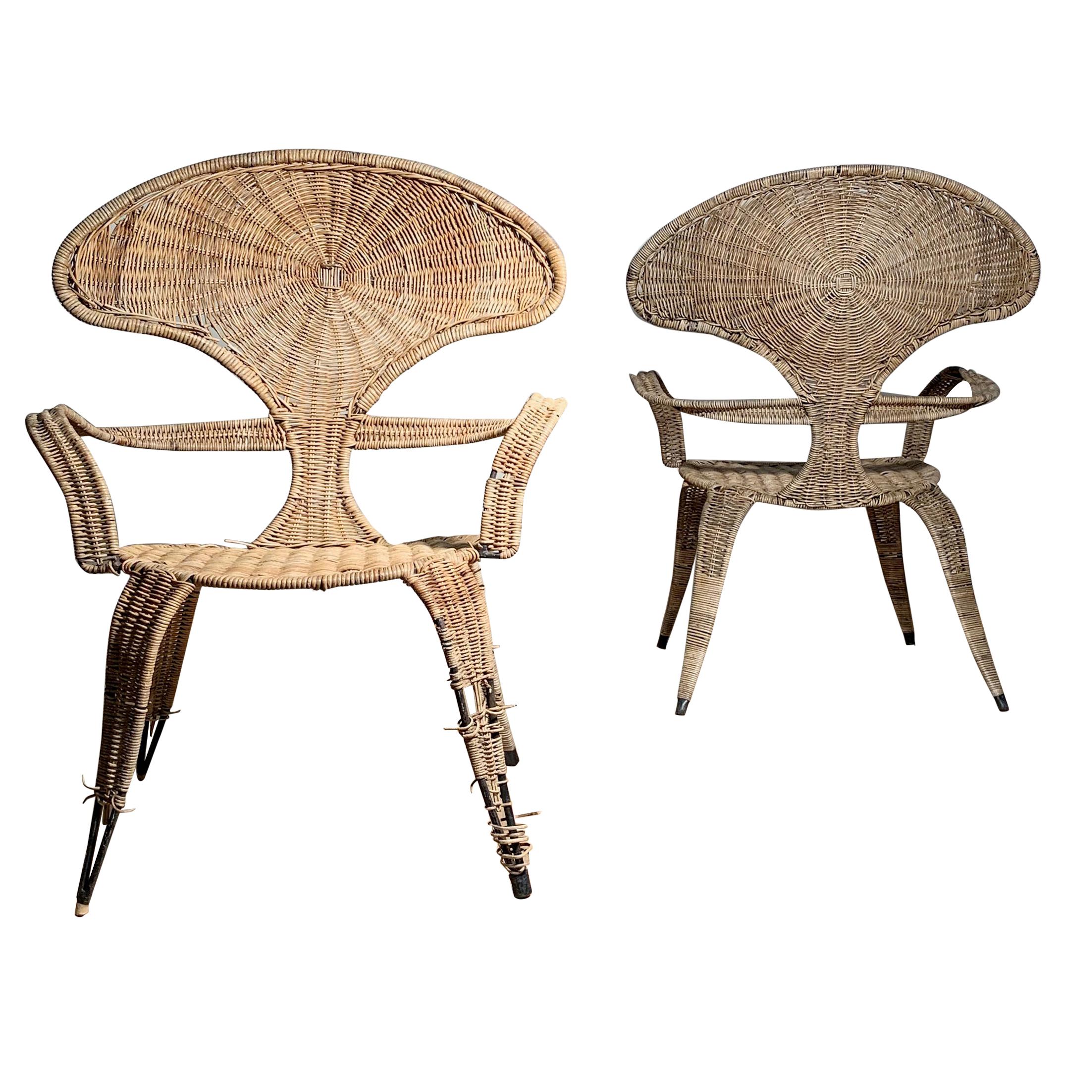 Tropi-Cal Danny Ho Fong and Miller Fong Garden Patio Pair of Chairs For Sale