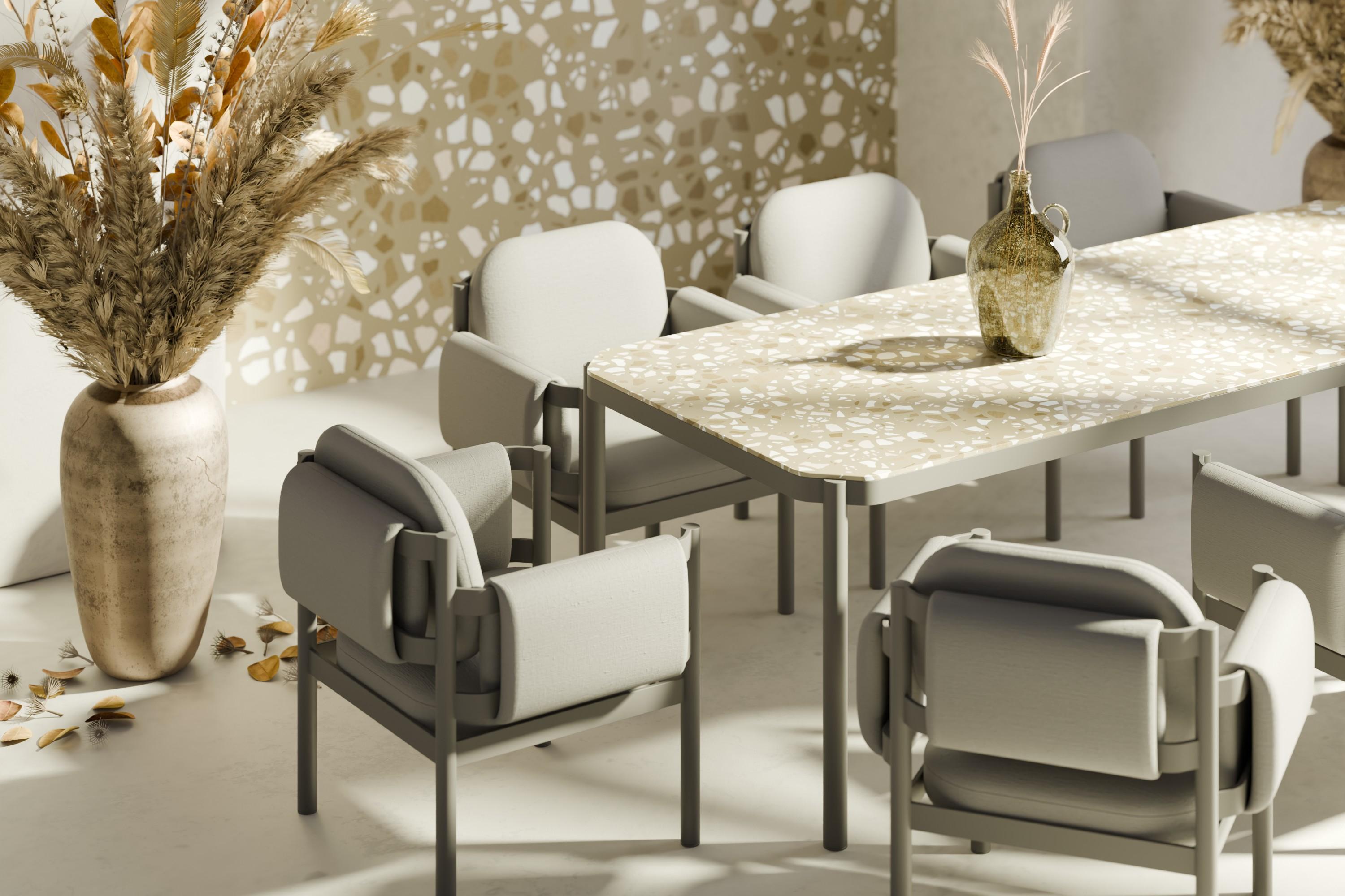 Silla de comedor de aluminio con reposabrazos Tropic by Joyf Siglo XXI y contemporáneo en venta