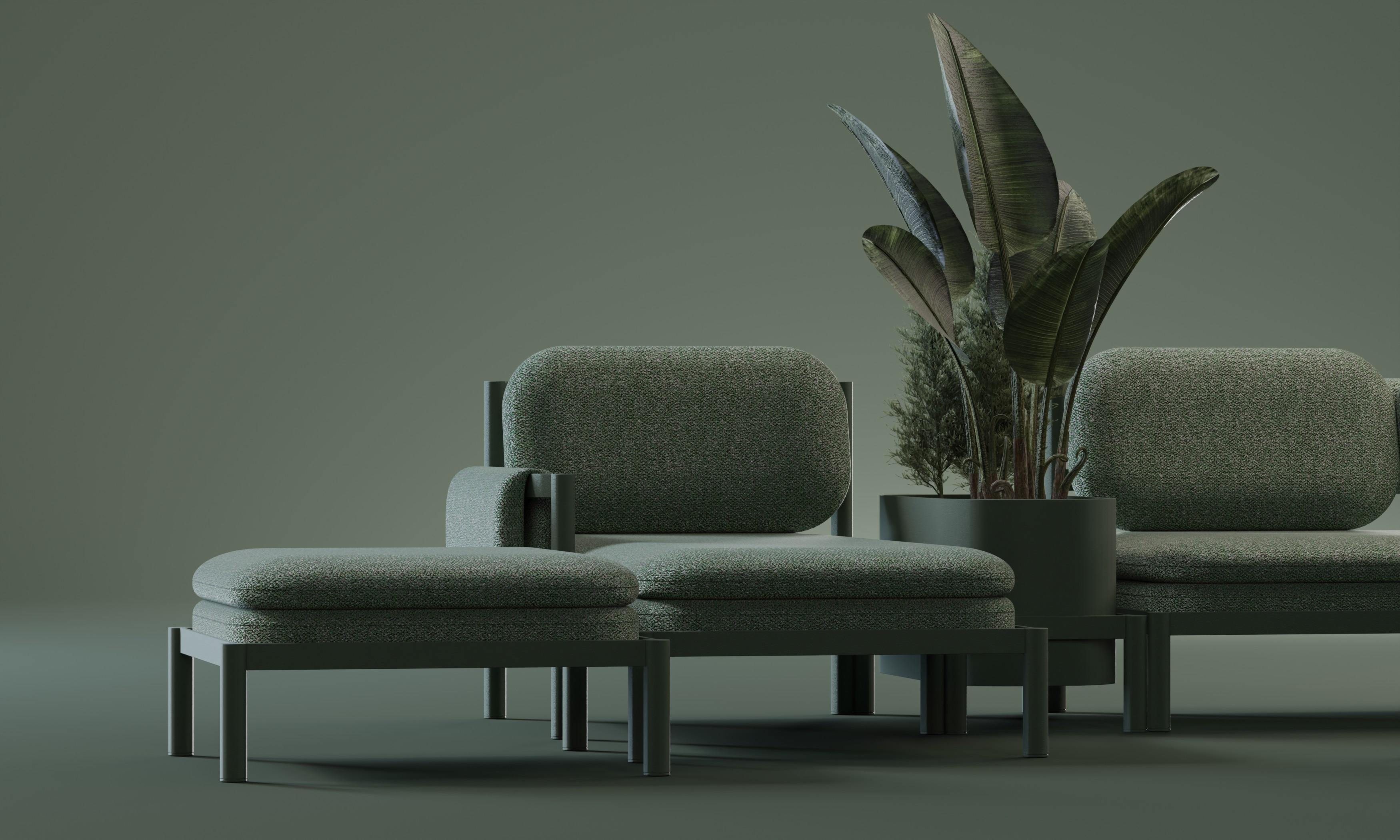 Tropic Aluminum Square Pouf by Joyf In New Condition For Sale In LUBLIN, PL