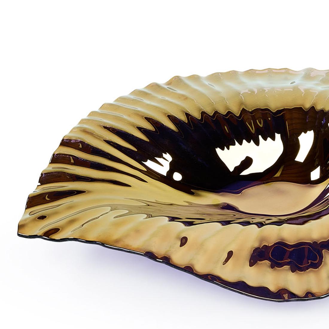 Tropic Leave Bronzed Glass Bowl In New Condition For Sale In Paris, FR