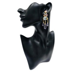 Pendientes de araña de amatista, aguamarina y diamantes de 62 ct, de 18 quilates, Tropical Atelier A