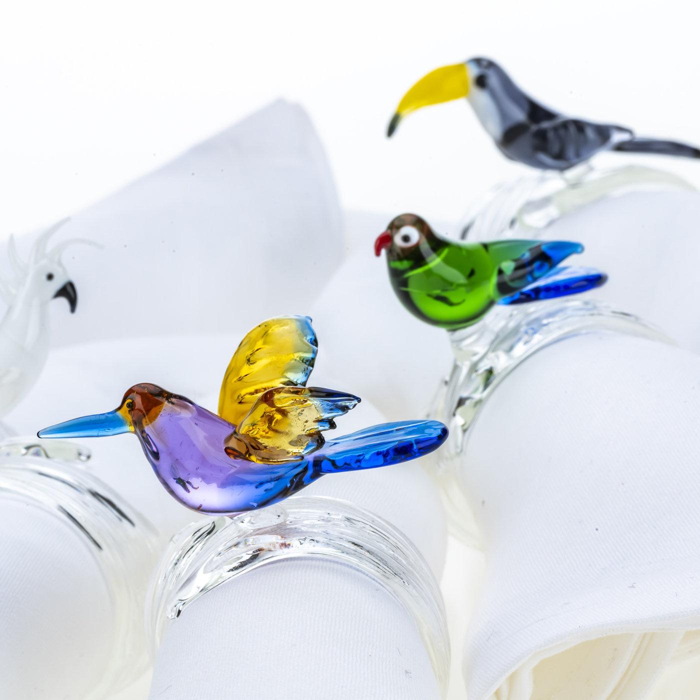 Italian Tropical Bird Set of 6 Napkin Rings For Sale