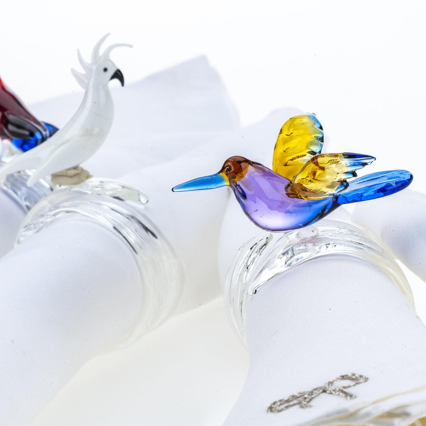 Contemporary Tropical Bird Set of 6 Napkin Rings For Sale