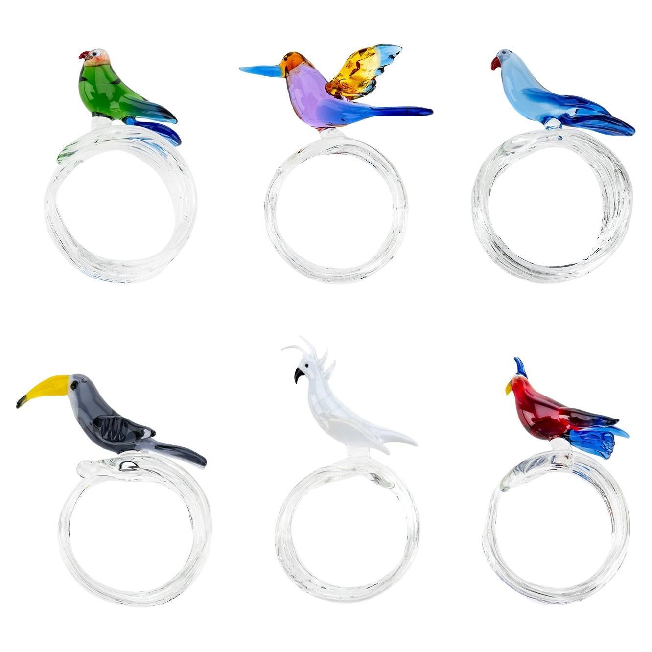 Tropical Bird Set of 6 Napkin Rings For Sale