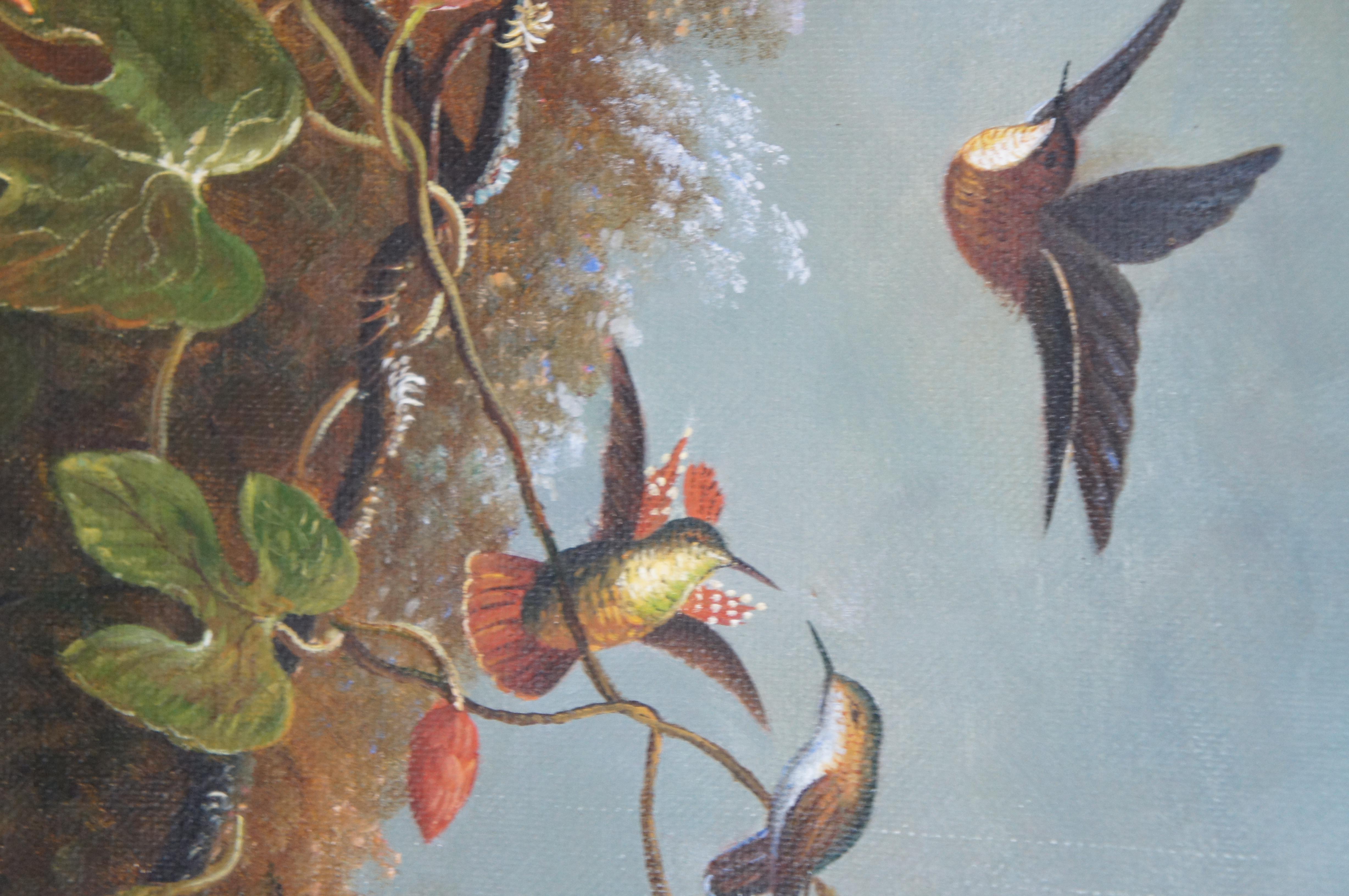 Pájaro tropical Paisaje boscoso Pintura según Martin Johnson Heade Enmarcado 35 en venta 2