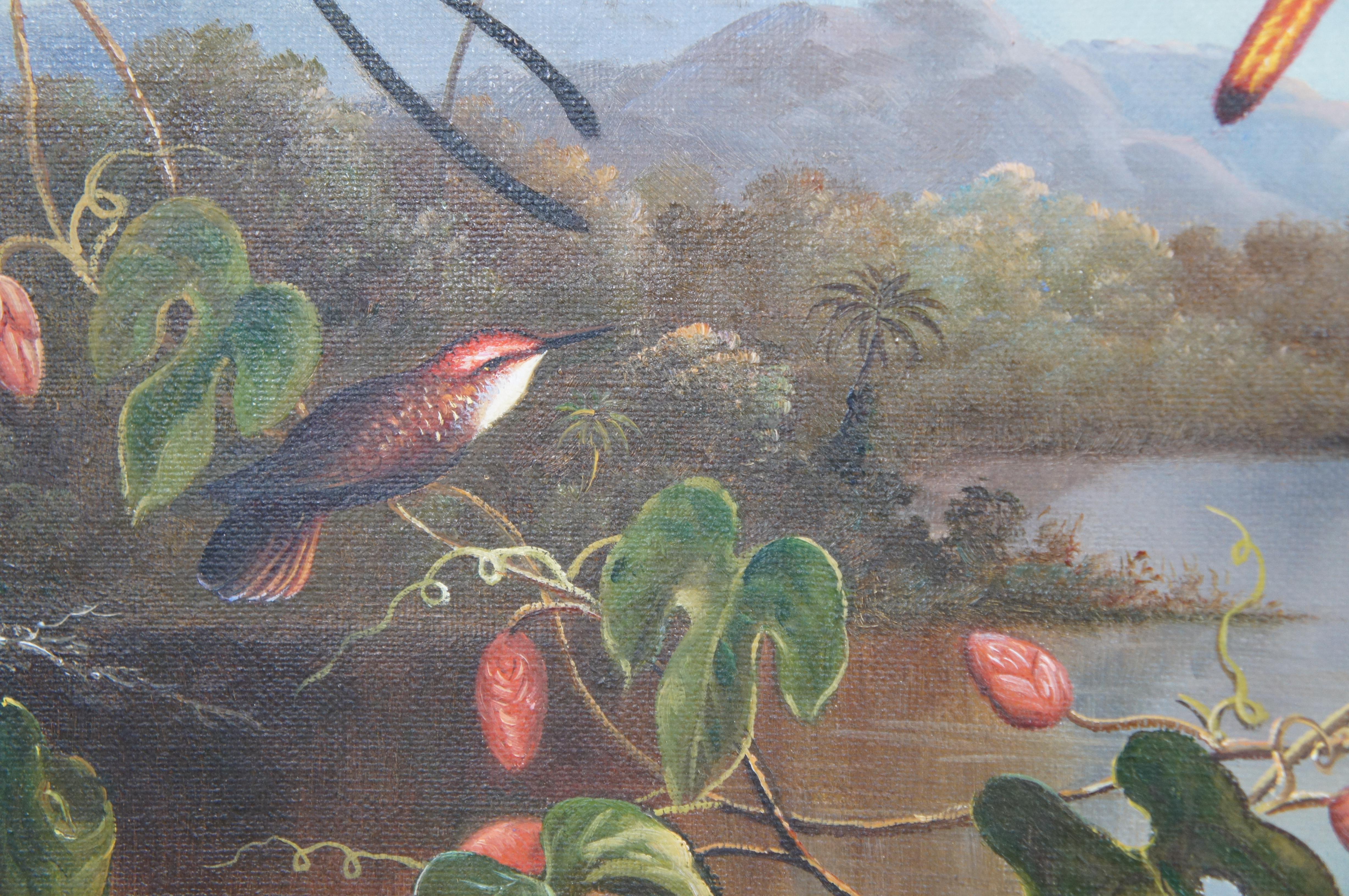 Pájaro tropical Paisaje boscoso Pintura según Martin Johnson Heade Enmarcado 35 en venta 3