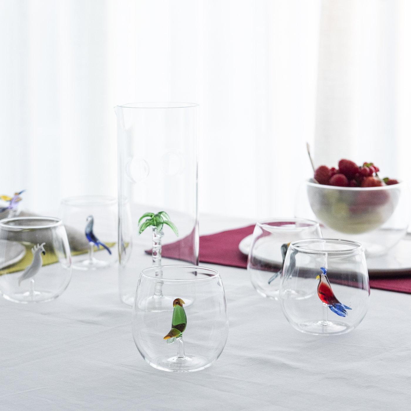 Italian Tropical Birds Set of 6 Glasses For Sale