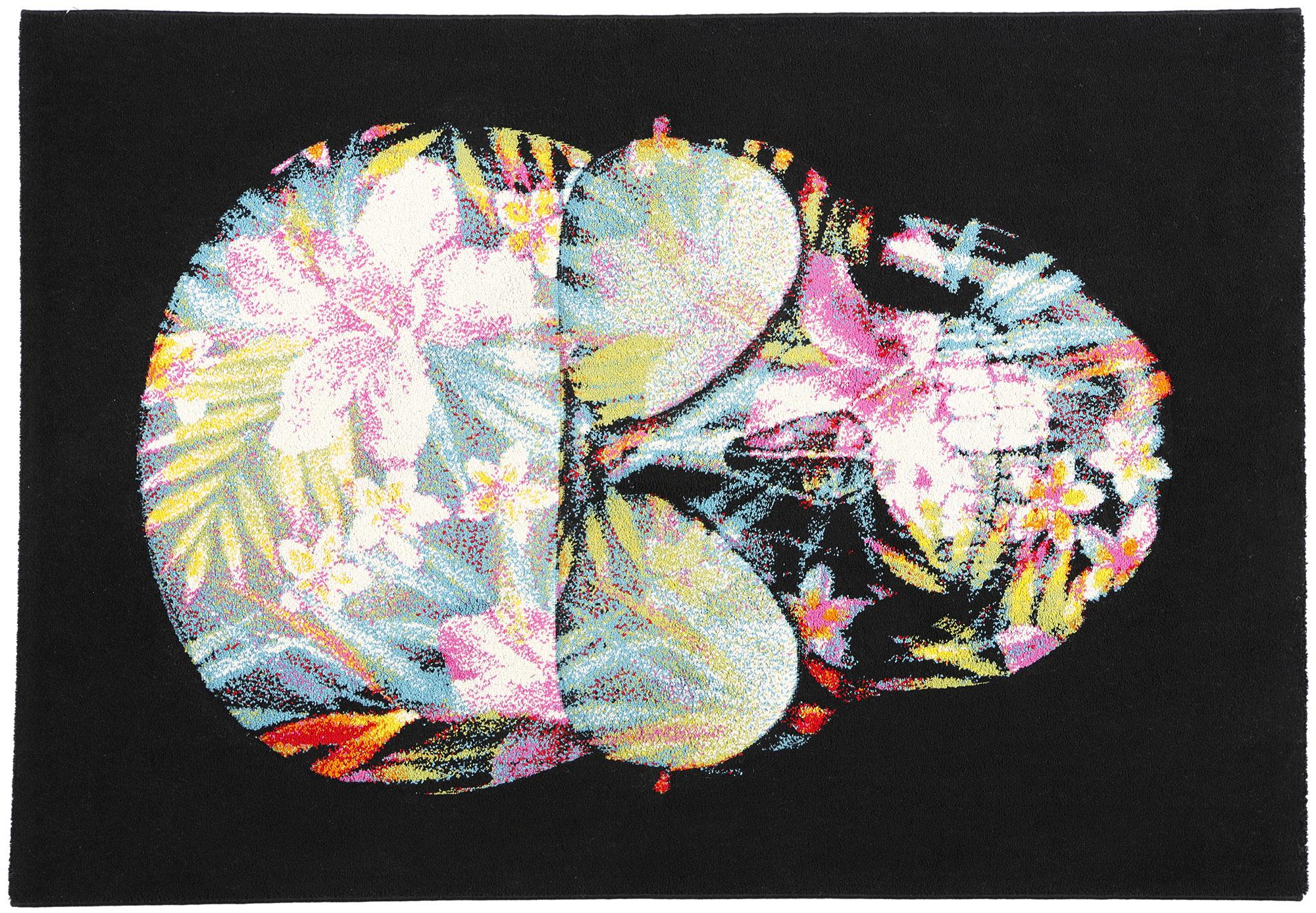 Tropical Black Swedish Pompeo Skull Rug 3