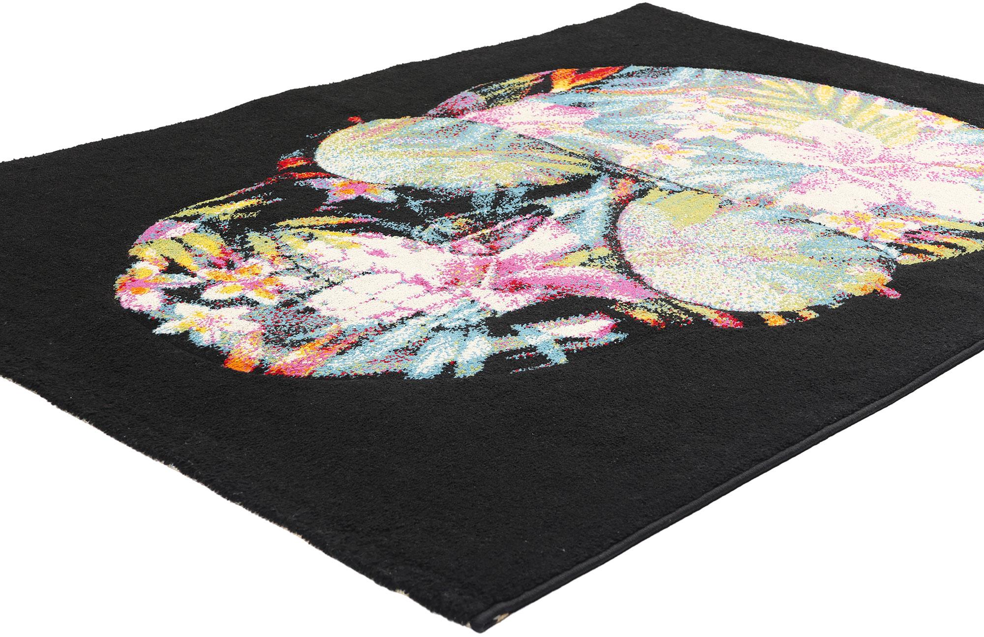 78829 Tropical Black Swedish Pompeo Skull Machine-Made Rug, 04'00 x 05'08. The 