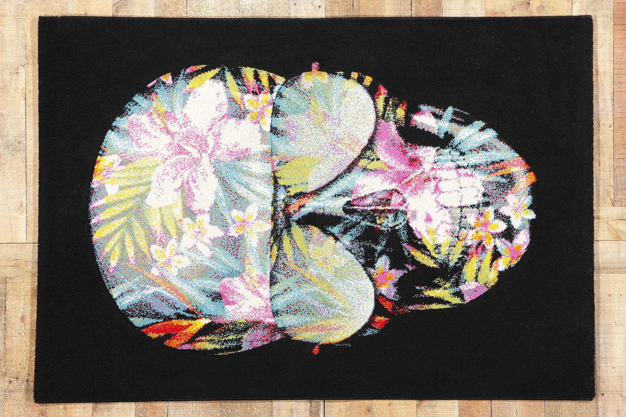 Tropical Black Swedish Pompeo Skull Rug 2