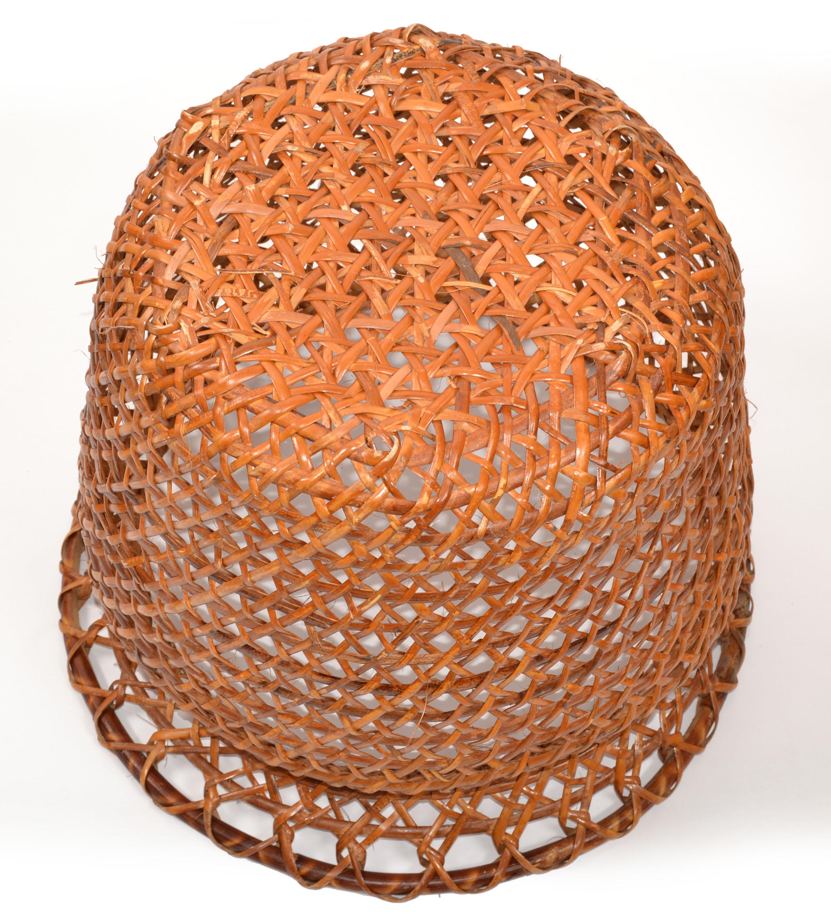 Tropical Bohemian Chic Round Handwoven Large Wicker Basket Franca Helg Style 60s For Sale 5