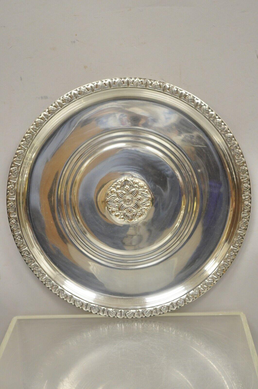 Tropical by International Silver Co Round Regency Style Silver Plate Tray 3