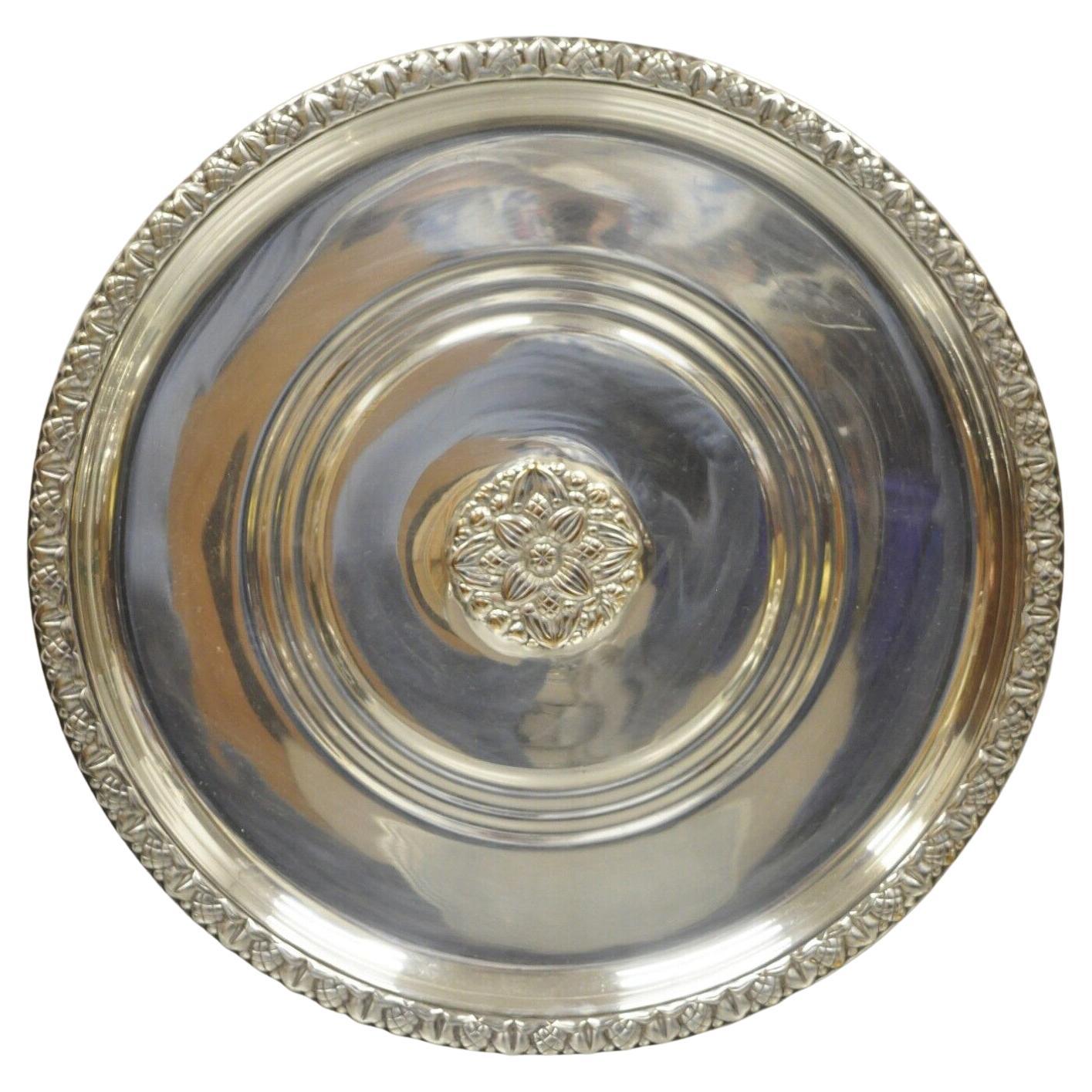 Tropical by International Silver Co Round Regency Style Silver Plate Tray