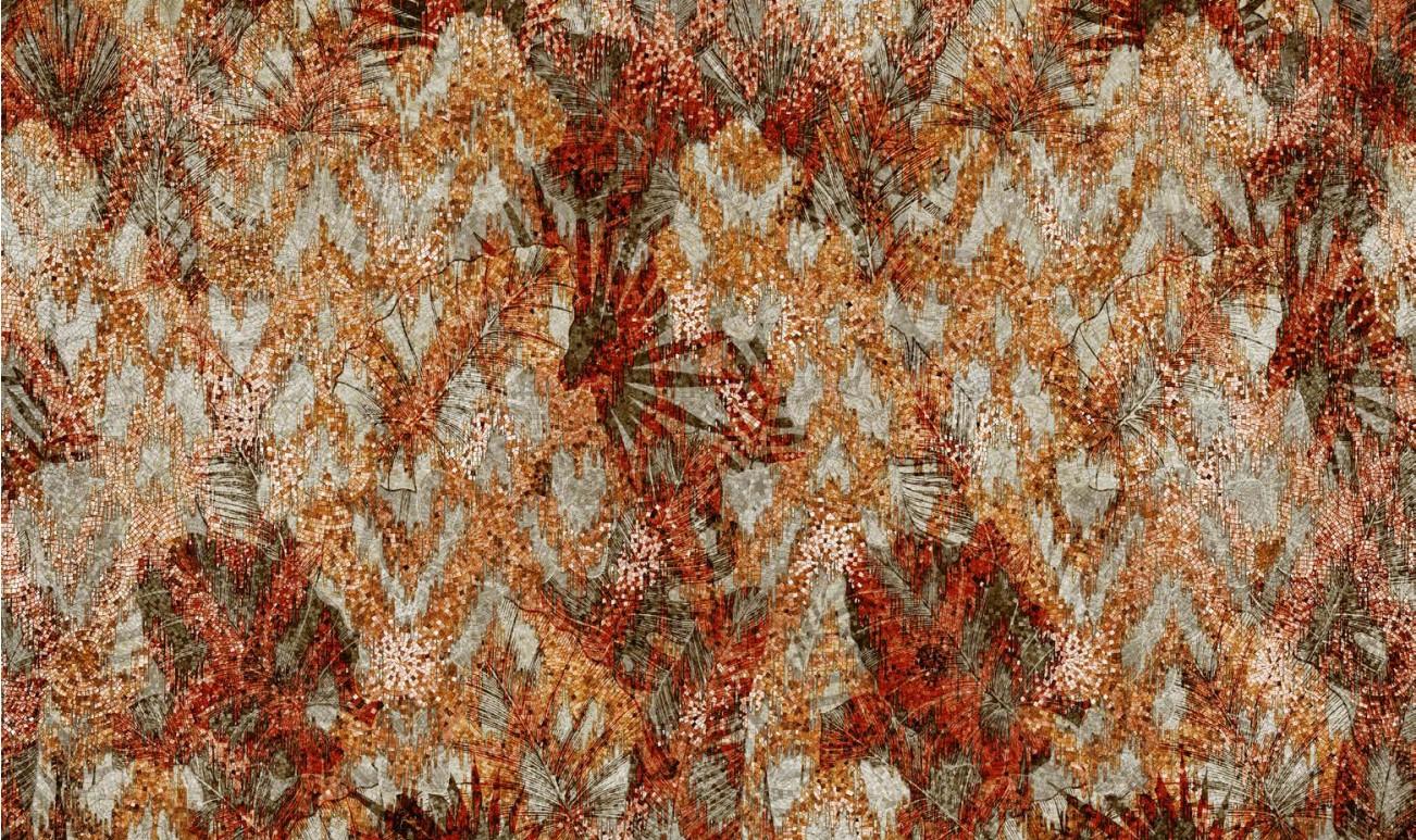 Tropical Couture Rotes Wandpapier in Stoff in Tropical Couture, auch für nasse Bereiche geeignet (Moderne) im Angebot