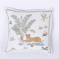 Tropical Crewelwork Cheetah Pillows