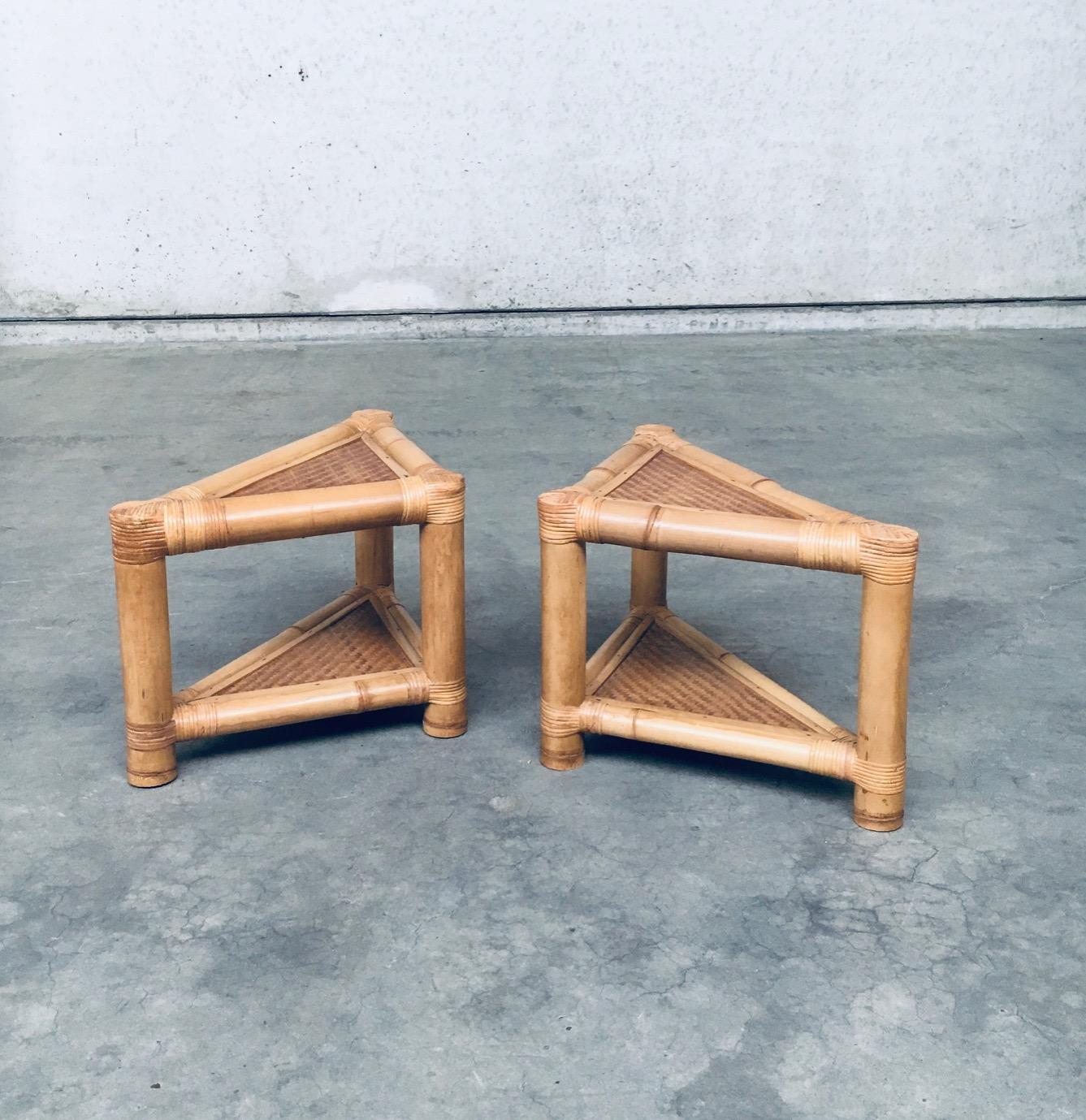 Bohème Ensemble de tables d'angle en bambou fabriquées à la main au design tropical en vente