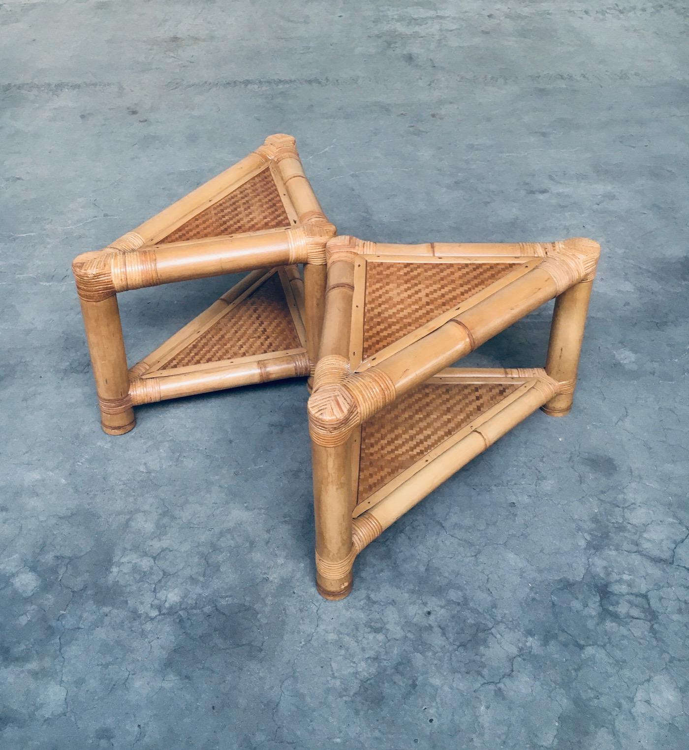 Ensemble de tables d'angle en bambou fabriquées à la main au design tropical en vente 1