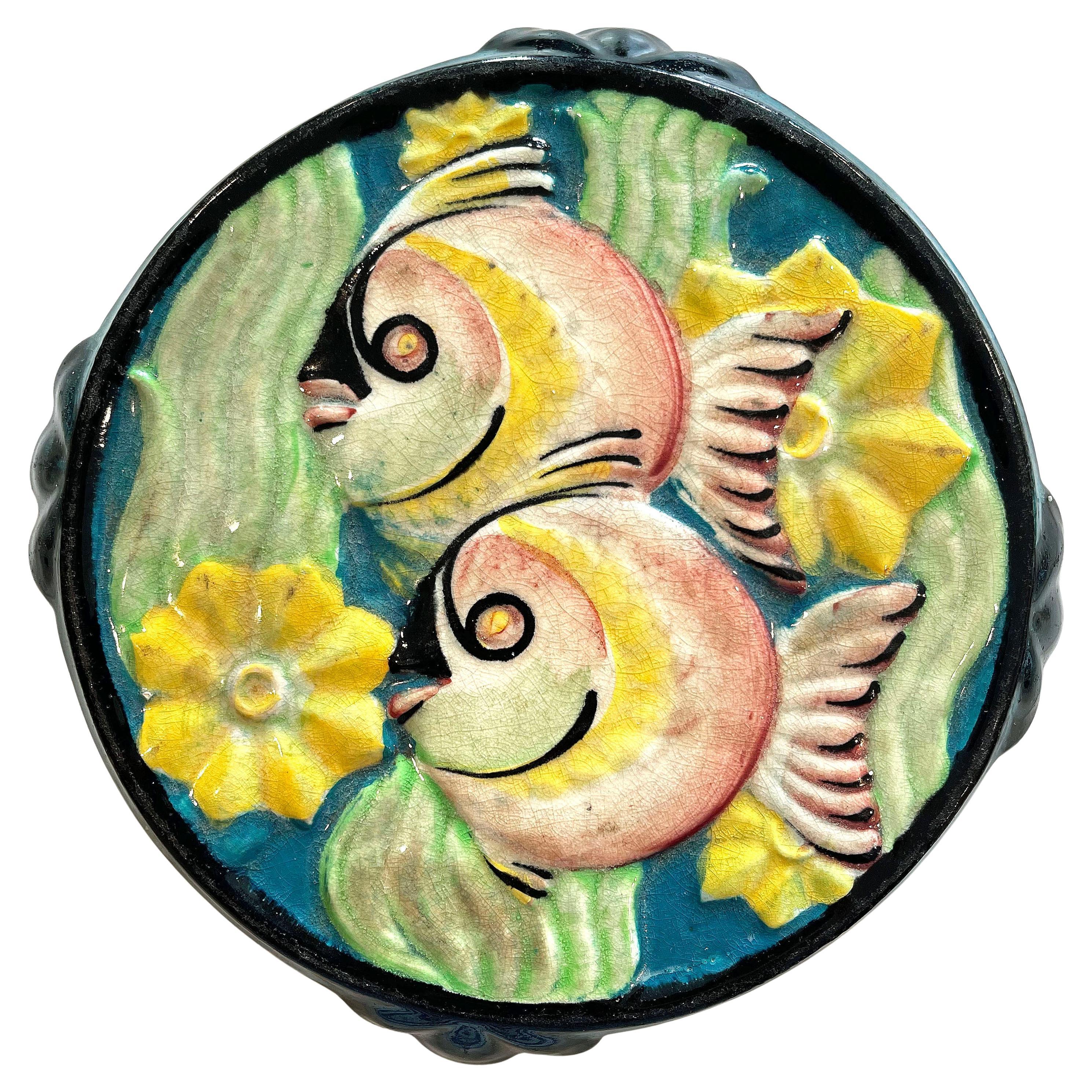 "Tropical Fish and Seaweed, " Rare Art Deco Trivet/Paperweight by Cowan, 1920s For Sale