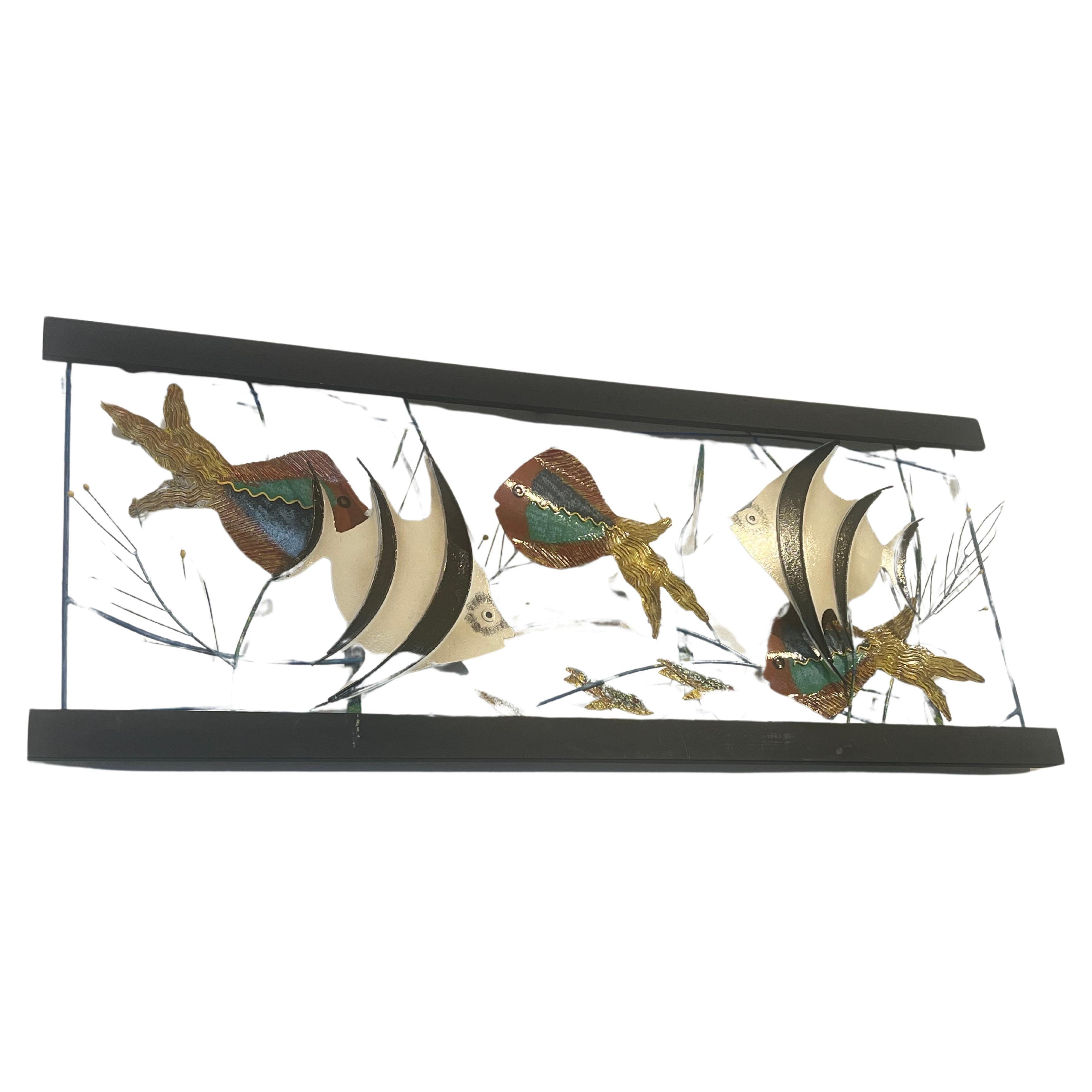 A very cool and rare striking large aquarium by Curtis Jere. unique large wall sculpture.