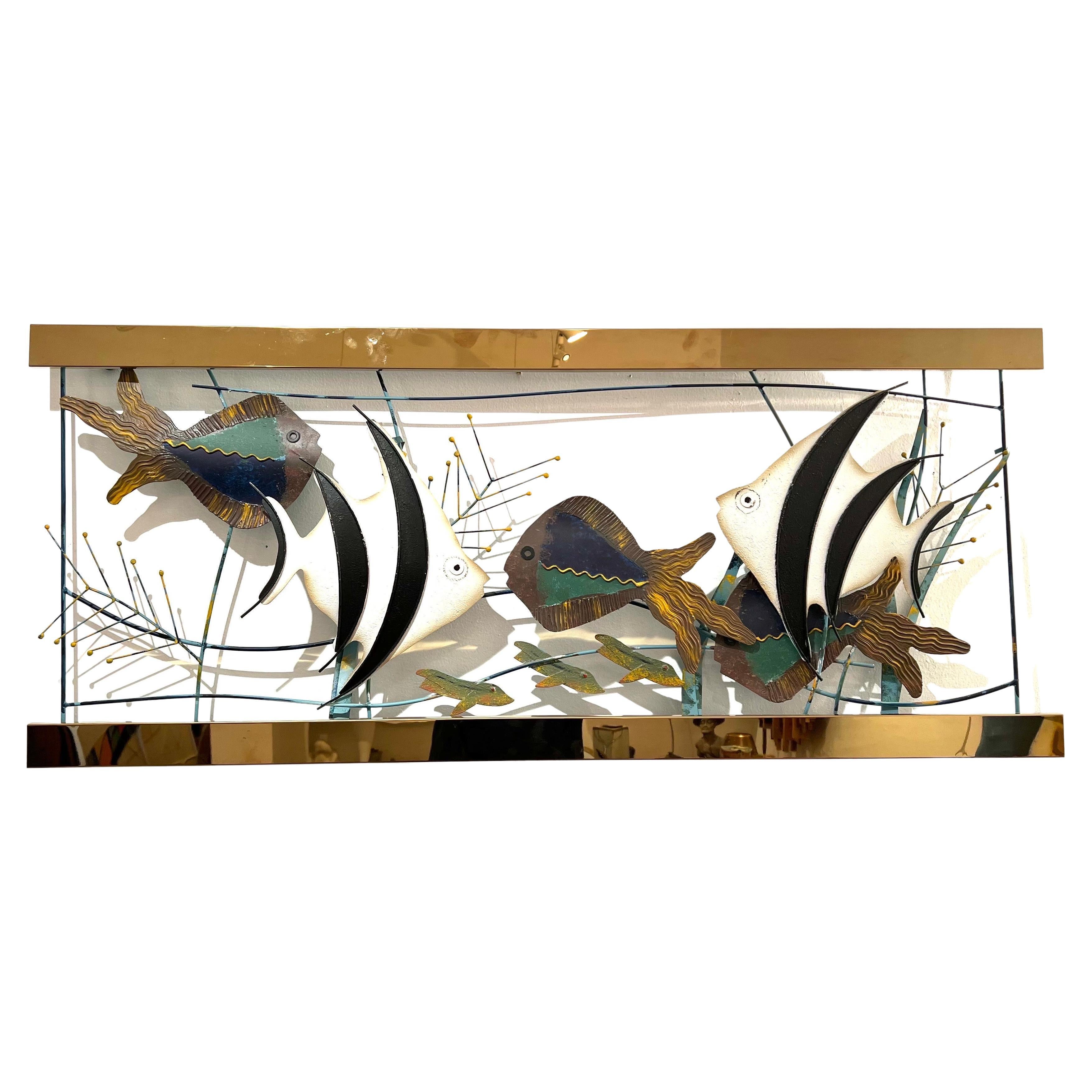 Tropical Fish Aquarium Wall Sculpture Signed C. Jere & Dated 1997
