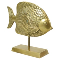 Tropical Fish on Stand Deknudt Hollywood Regency Brass Sixties