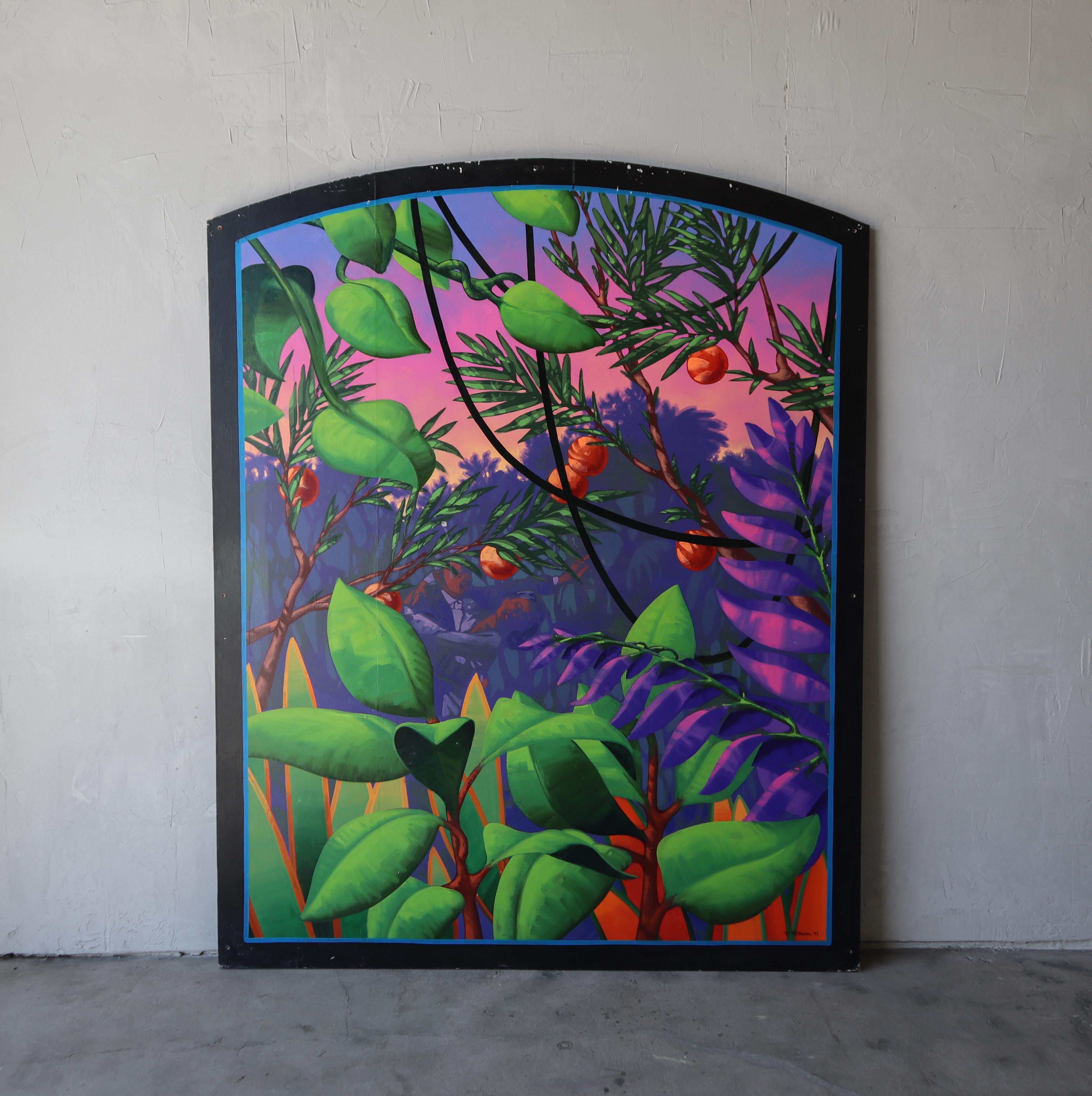 Tropische Laubholz-Gemälde der Karibik, signiert 1993, 3er-Set im Angebot 4