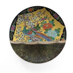 Wall Art Installation: Ceramic Plates/Oil on Canvas - "Tropical Forest"