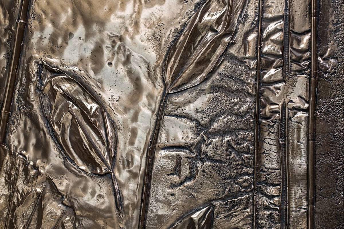 Cast 'Tropical Fossil I' Monumental Bronze and Brass Screen by Gianluca Pacchioni For Sale