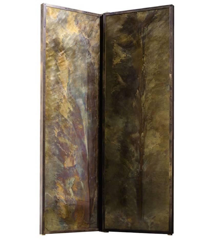 'Tropical Fossil I' Monumental Bronze and Brass Screen by Gianluca Pacchioni (21. Jahrhundert und zeitgenössisch) im Angebot