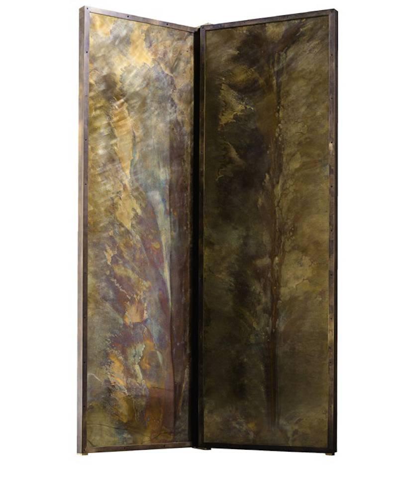 Contemporary 'Tropical Fossil I' Monumental Bronze and Brass Screen by Gianluca Pacchioni For Sale