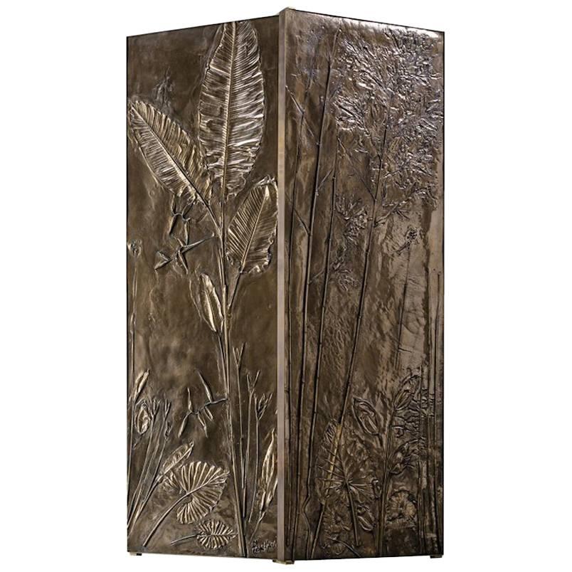 'Tropical Fossil I' Monumental Bronze and Brass Screen by Gianluca Pacchioni For Sale