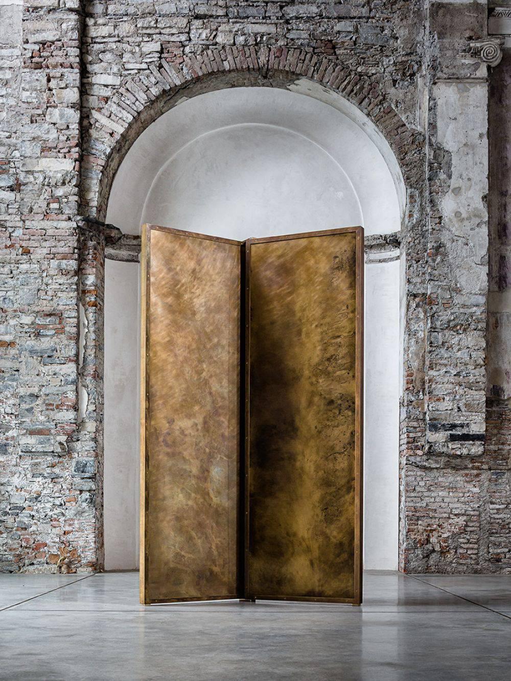 'Tropical Fossil III' Monumental Bronze and Brass Screen by Gianluca Pacchioni (Hollywood Regency) im Angebot