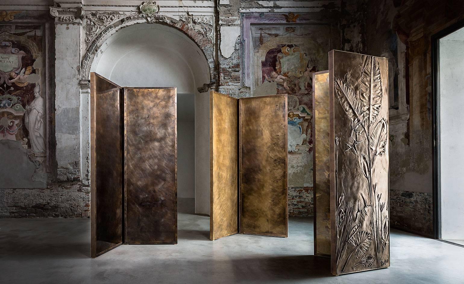 'Tropical Fossil III' Monumental Bronze and Brass Screen by Gianluca Pacchioni (Italienisch)
